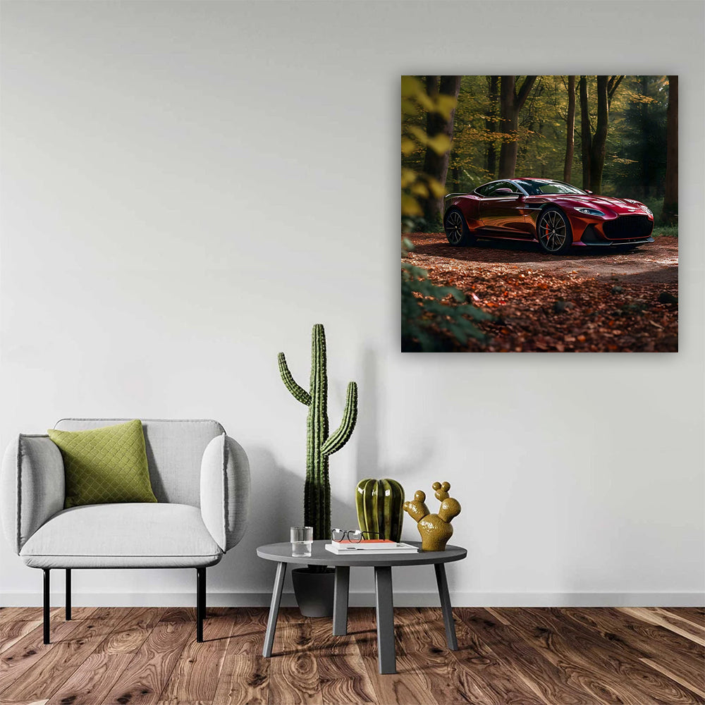 Burgundy Aston Martin DBS Superleggera in Forest - Pure Elegance