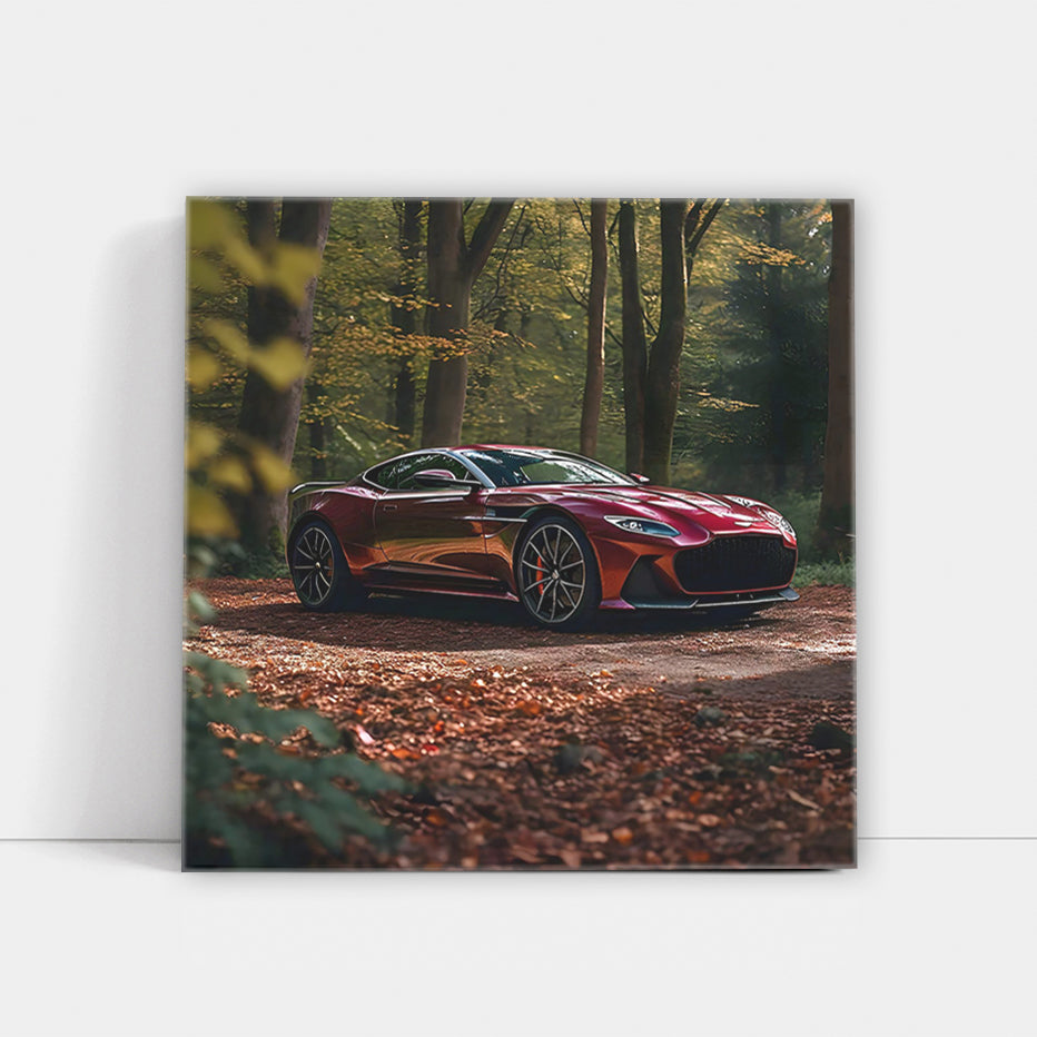 Burgundy Aston Martin DBS Superleggera in Forest - Pure Elegance