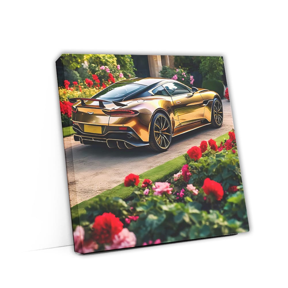 Aston Martin Dbs Superleggera Gold In Flowe Wall Art