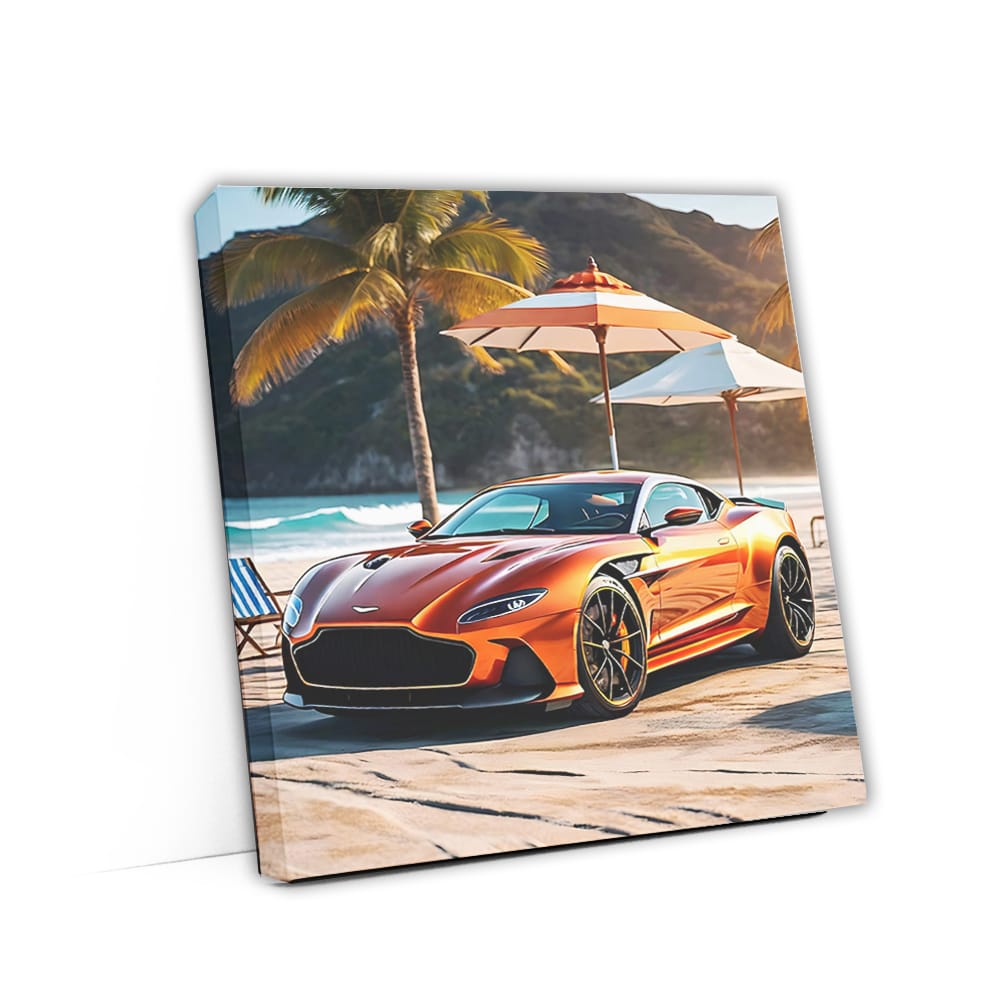 Aston Martin Dbs Superleggera Orange On Beac Wall Art