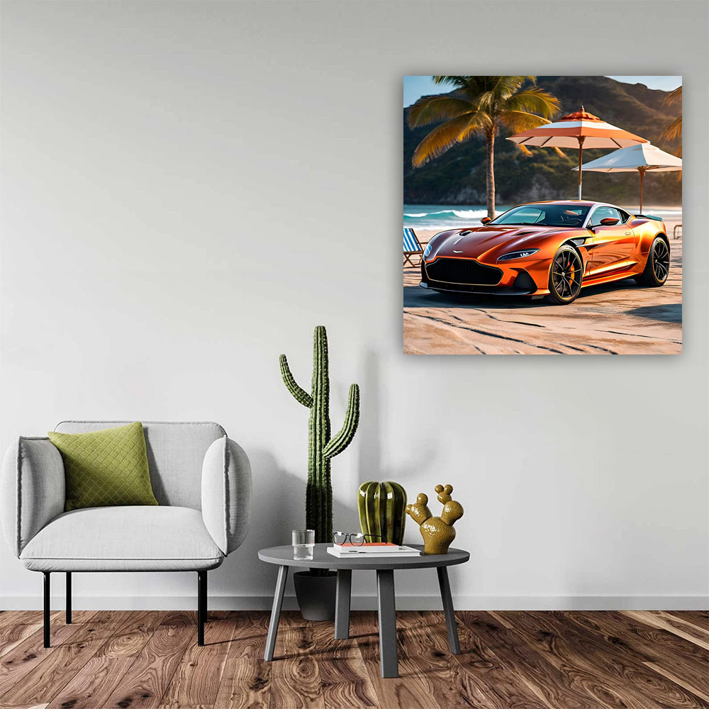 Aston Martin DBS Superleggera: Orange Elegance by Beach