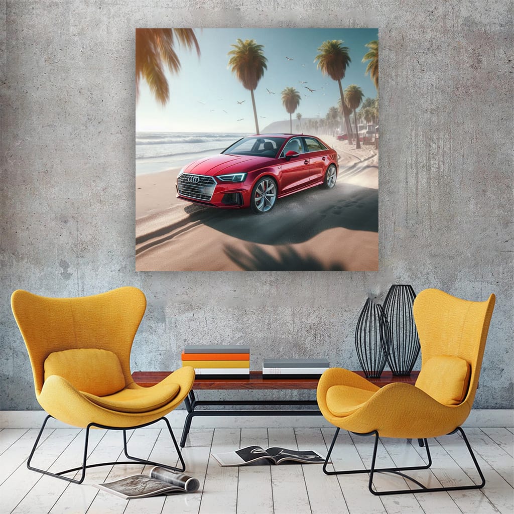 Audi A3 On Beach Wall Art