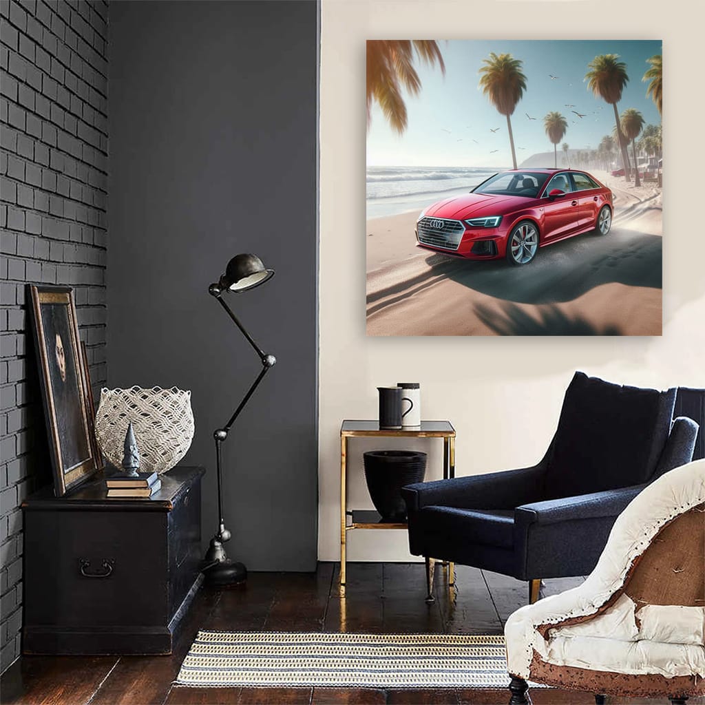 Audi A3 On Beach Wall Art