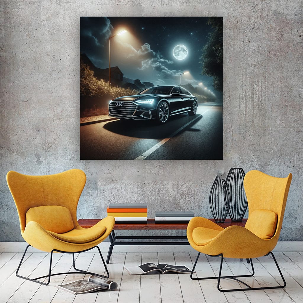 Audi A8 Night Drive - Sleek Luxury Under Moonlight