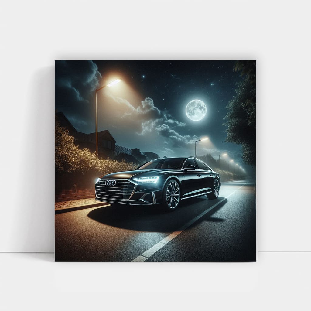 Audi A8 Night Drive - Sleek Luxury Under Moonlight