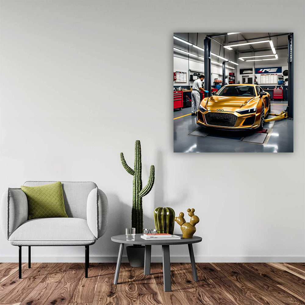 Audi R8 Gold Auto Servic Wall Art