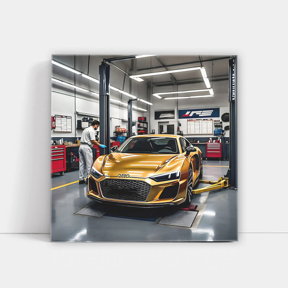 Audi R8 Gold Auto Servic Wall Art