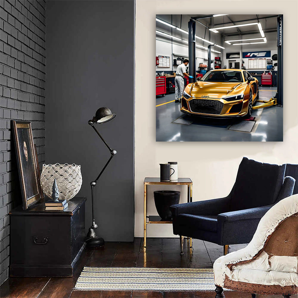 Audi R8 Gold Auto Servic Wall Art