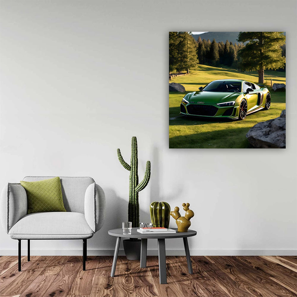 Audi R8 in Green at National Park - Sleek and Powerful