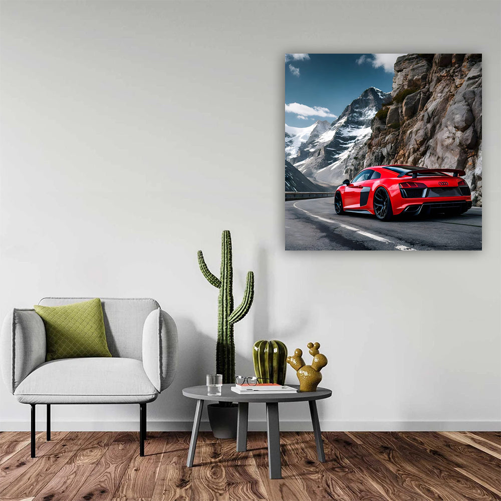 Audi R8 Red In Mountai Wall Art