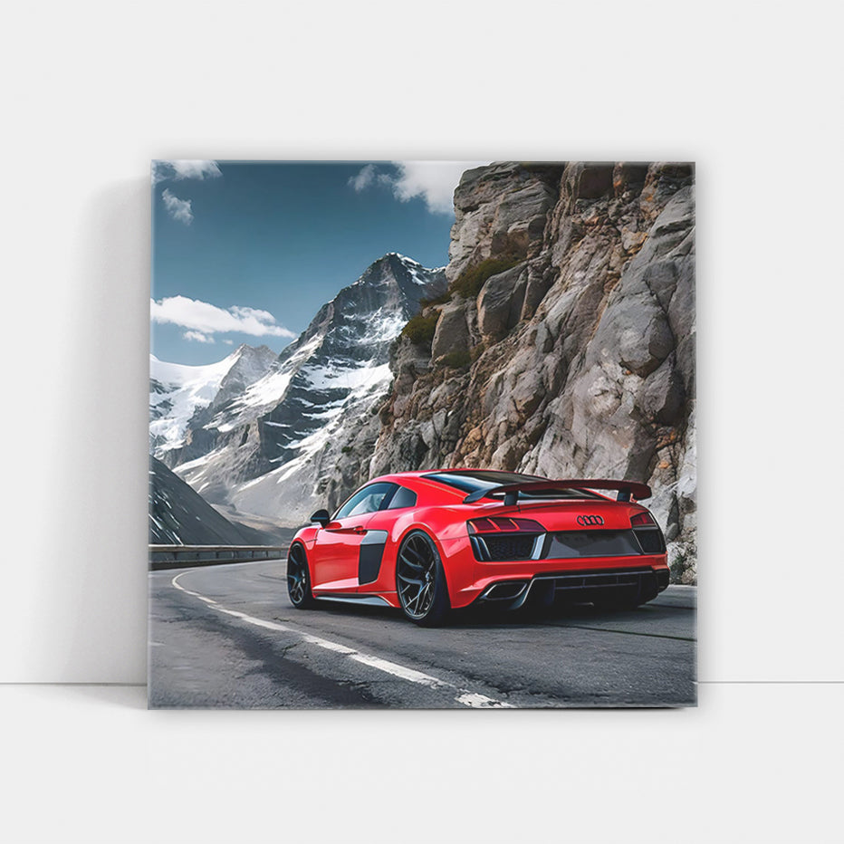 Red Audi R8 in Mountain - Sleek Power and Performance