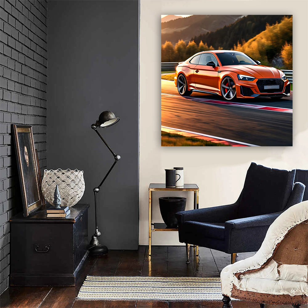 Vibrant Orange Audi RS5 on Track - Speed and Style Embodied