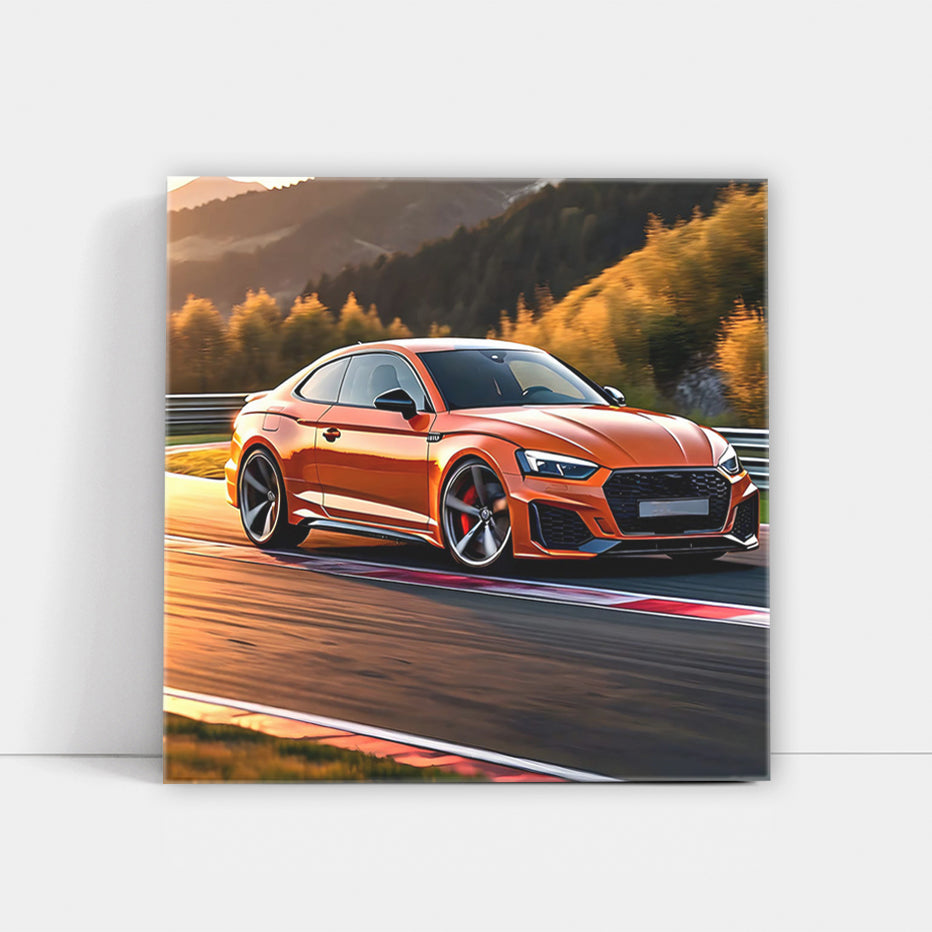 Vibrant Orange Audi RS5 on Track - Speed and Style Embodied
