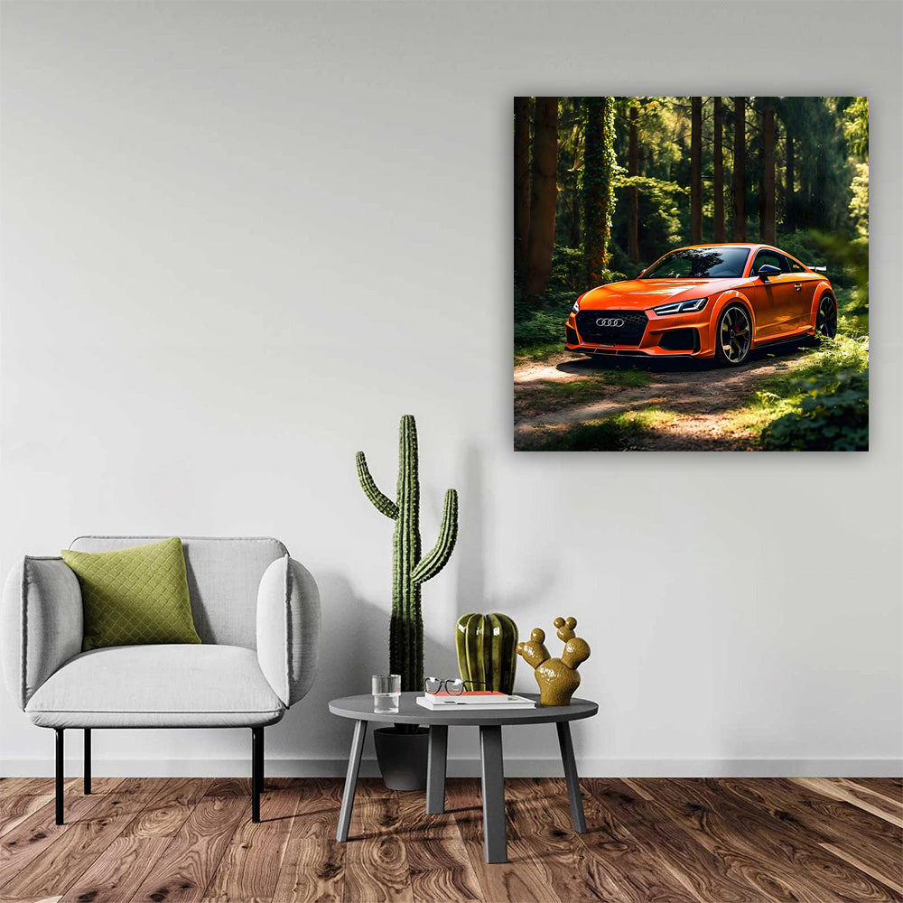Orange Audi TT RS in Forest - Bold and Dynamic Ride
