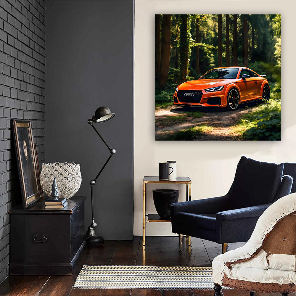 Orange Audi TT RS in Forest - Bold and Dynamic Ride