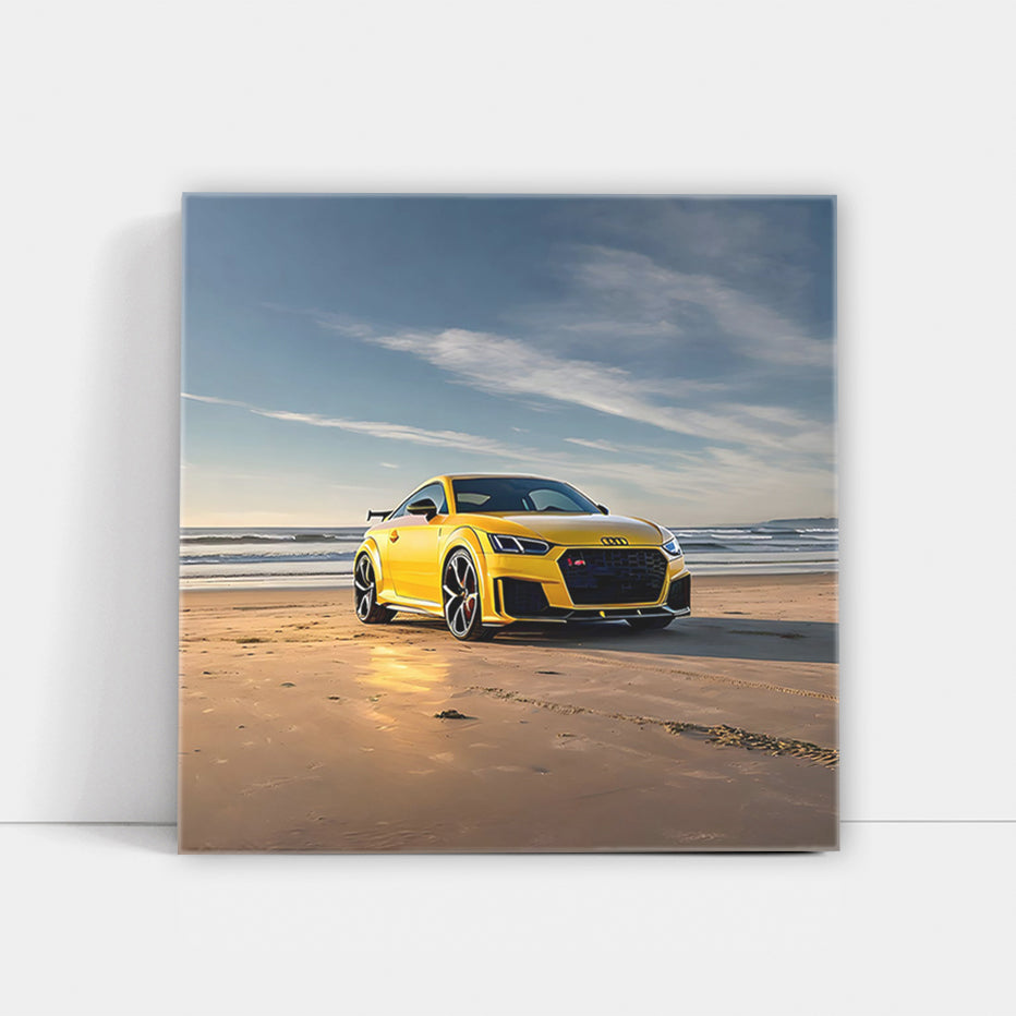 Audi TT RS in Yellow on Beach - Sleek and Sporty Style