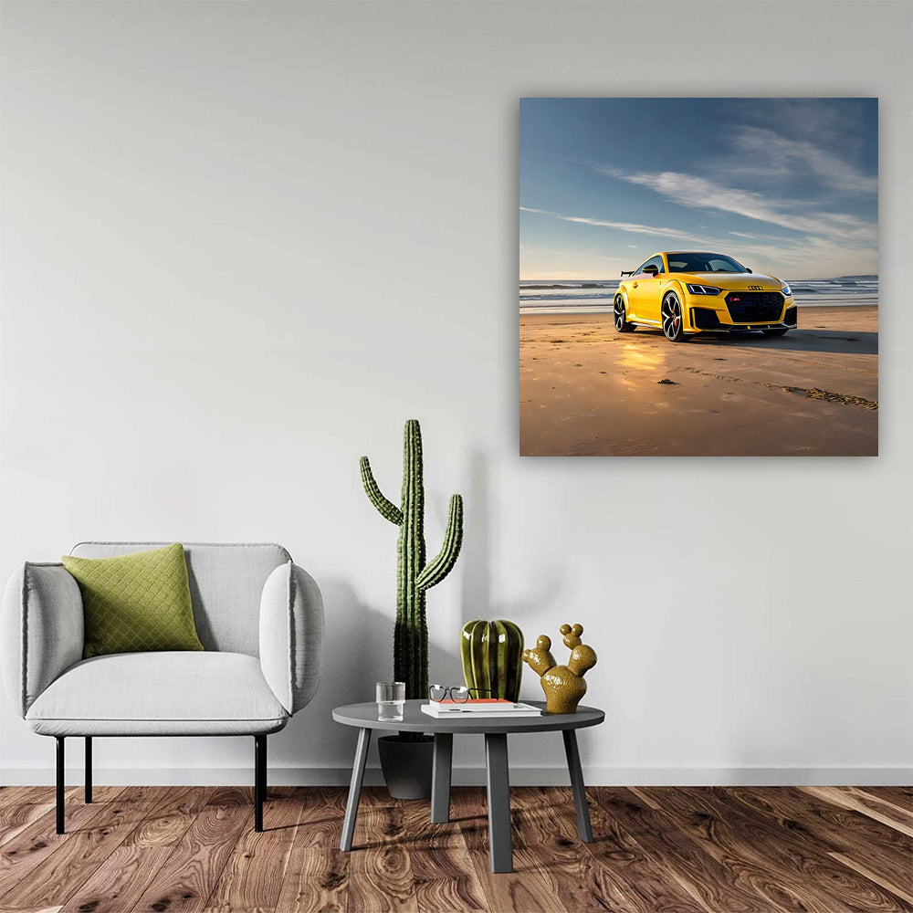 Audi TT RS in Yellow on Beach - Sleek and Sporty Style