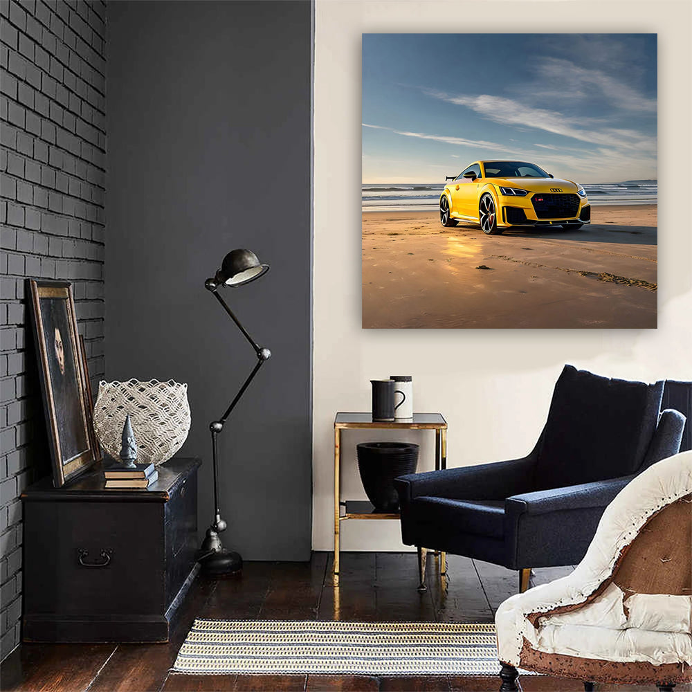 Audi TT RS in Yellow on Beach - Sleek and Sporty Style