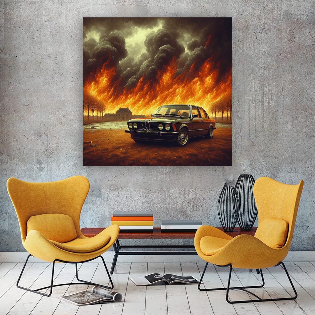 Bmw Old E21 Fire Wall Art