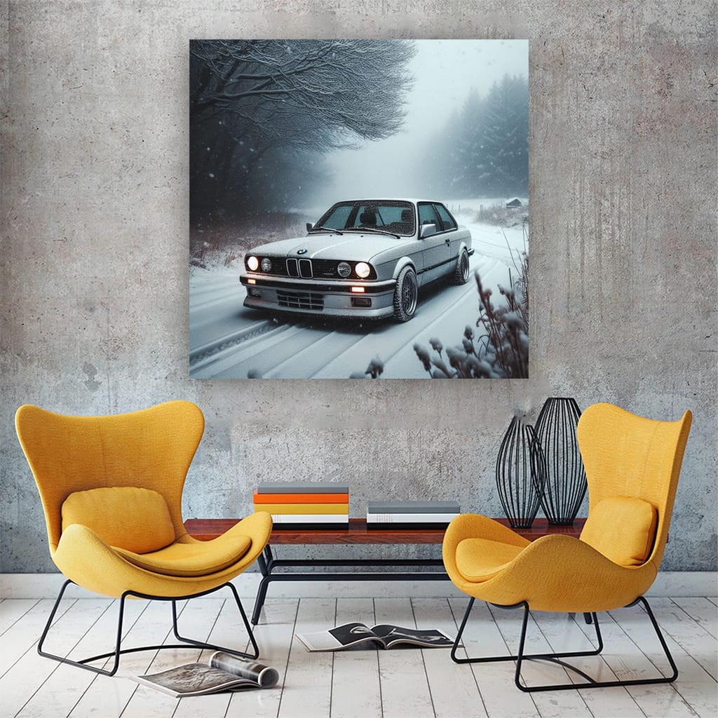 BMW E30 3 Series in Snowfall - Iconic Winter Performance
