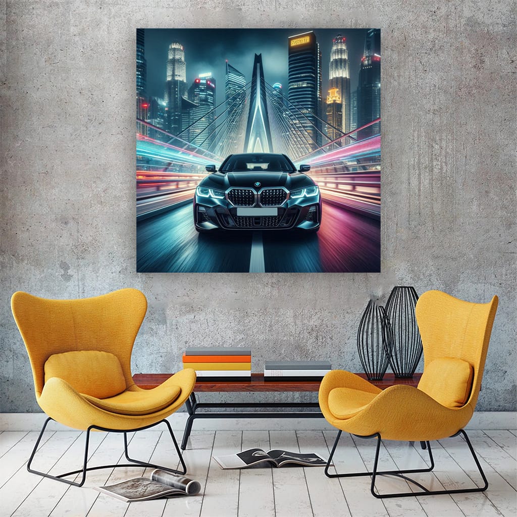 BMW 3 Series on Bridge at Night: Elegance in Motion