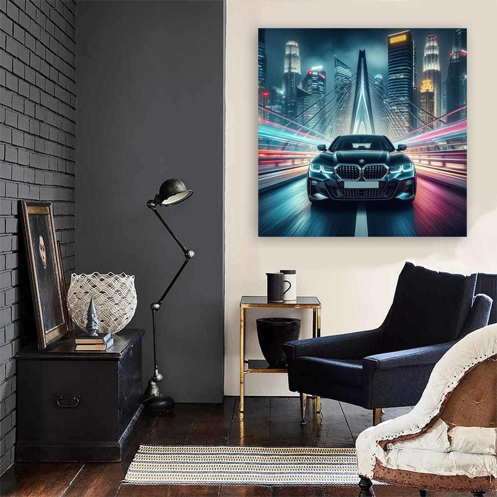 BMW 3 Series on Bridge at Night: Elegance in Motion