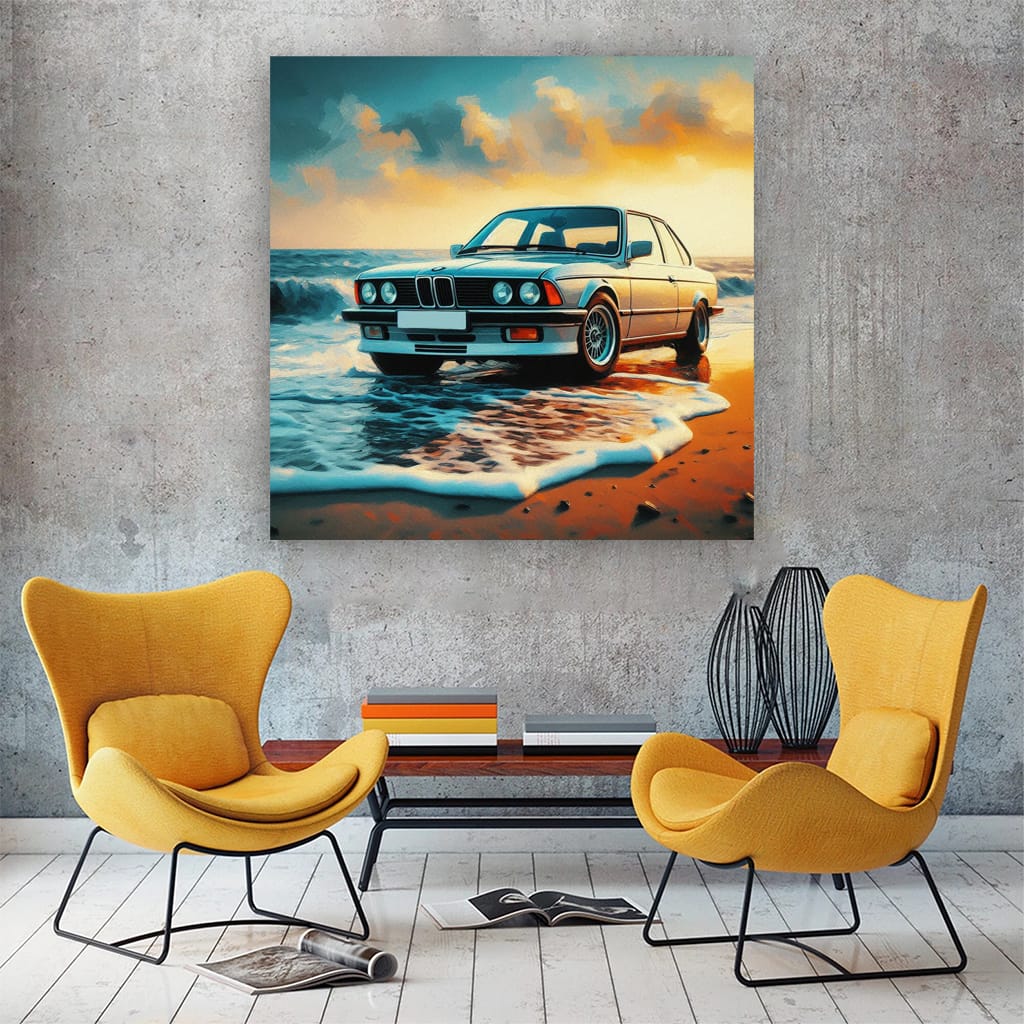 Vintage BMW E24 6 Series on Beachfront - Timeless Elegance