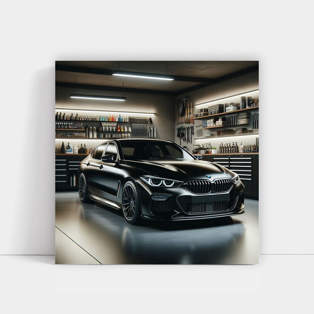 Black BMW in Garage - Elegant and Powerful Design