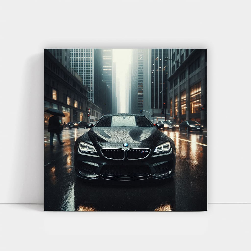 Sleek Black BMW M6 in Overcast Weather: Power and Elegance