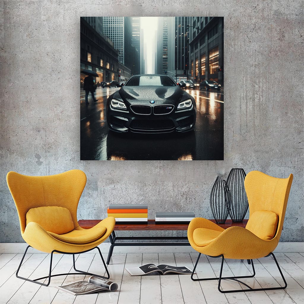 Bmw Black M6 Overcast Weather Wall Art