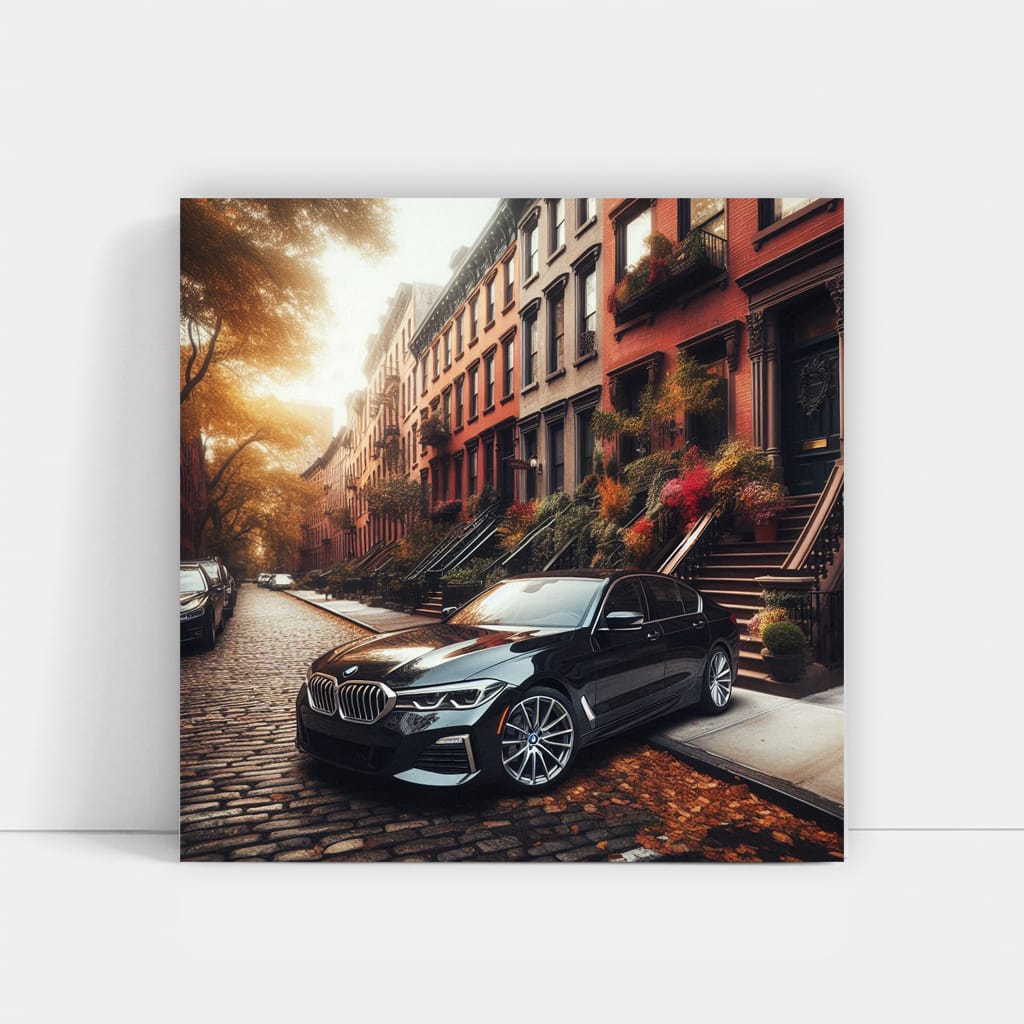 Sleek Black BMW on New York Streets - Elegance in Motion