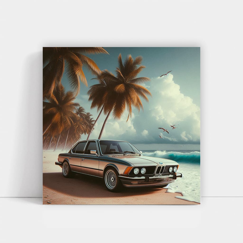 Bmw Coupe Old On Beach Wall Art