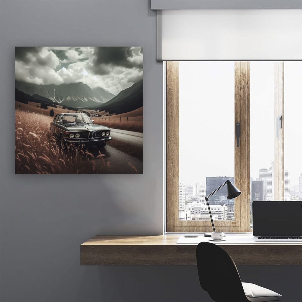 Bmw Gray Retro Valley Wall Art