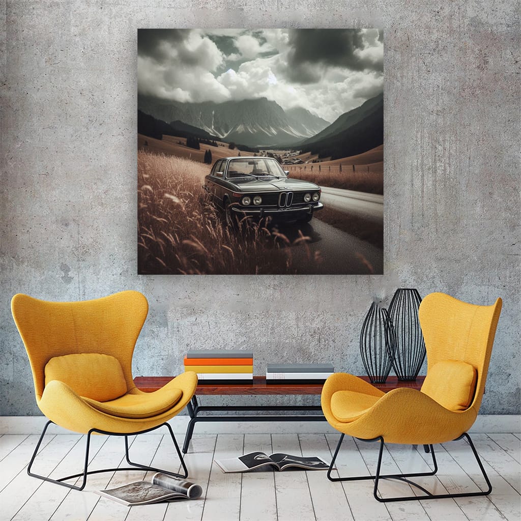 Bmw Gray Retro Valley Wall Art