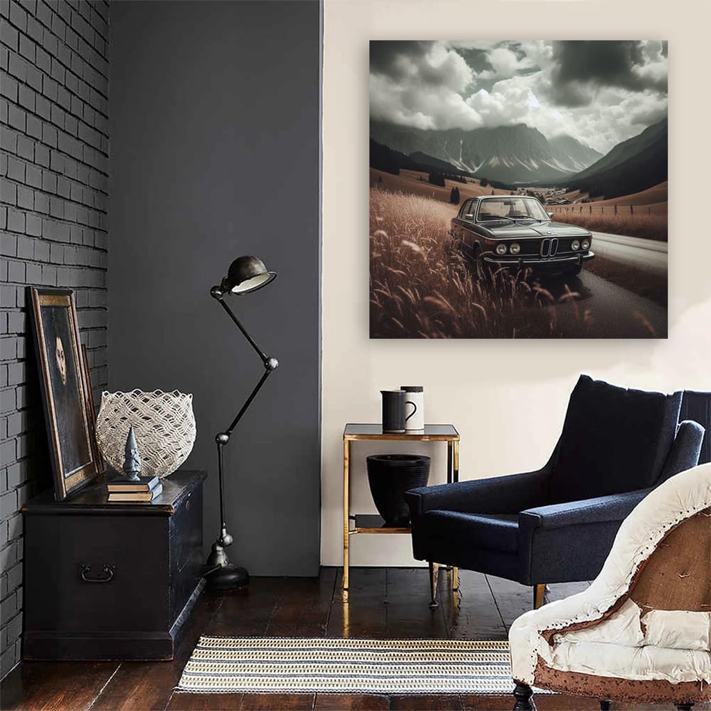 Bmw Gray Retro Valley Wall Art