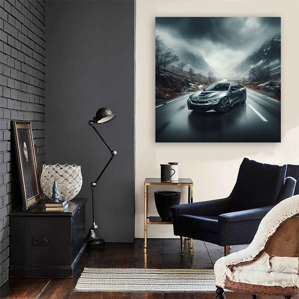 Bmw I8 Overcast Weath Wall Art