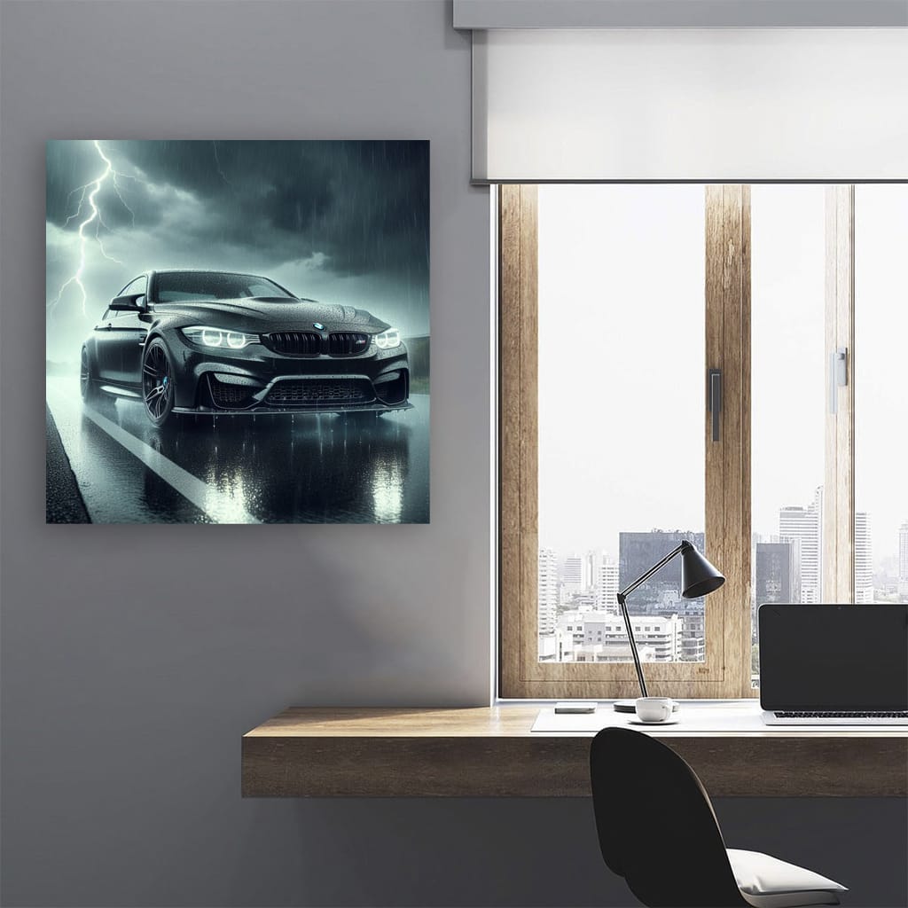 Black BMW M3 in Thunderstorm - Power Meets Elegance