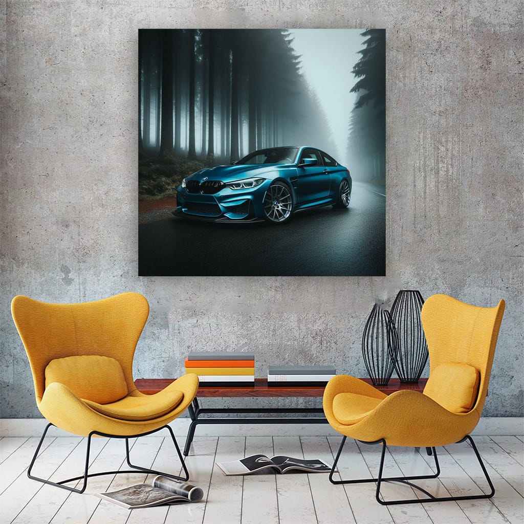BMW M4 Blue in Fog - Dynamic and Bold Performance