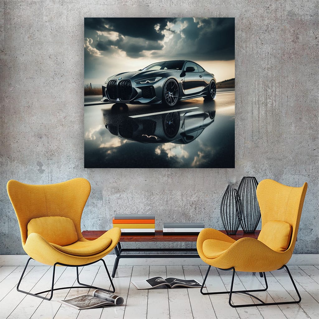 Bmw M4 Future Cloudy Weather Wall Art