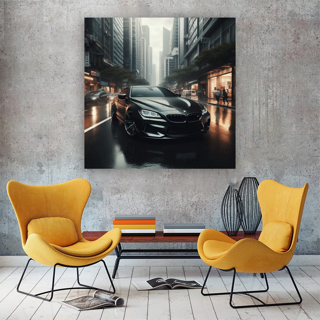 Bmw M6 Black Overcast Weathe Wall Art