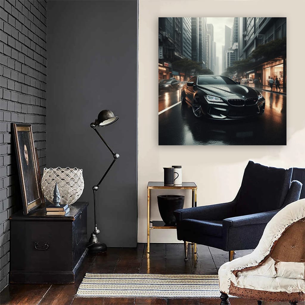 Bmw M6 Black Overcast Weathe Wall Art