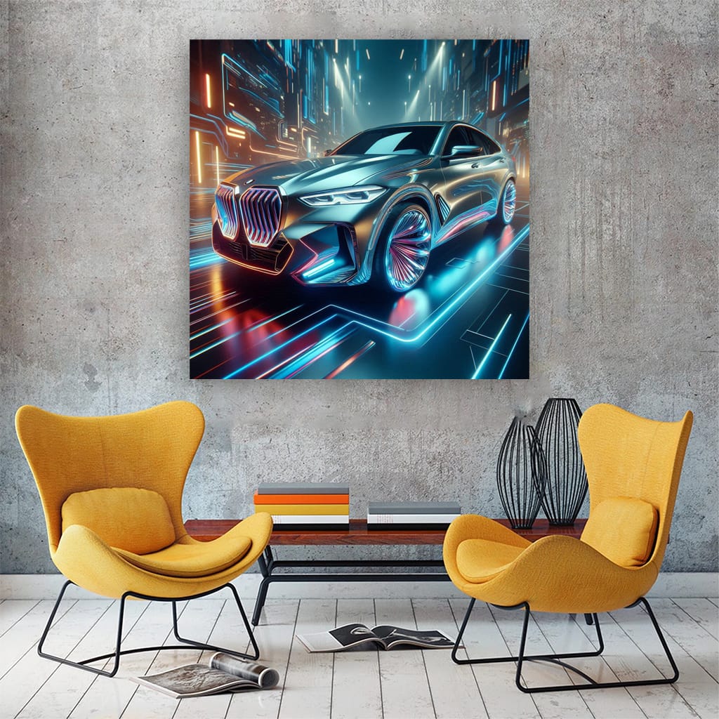 Bmw Neon Absctra Wall Art