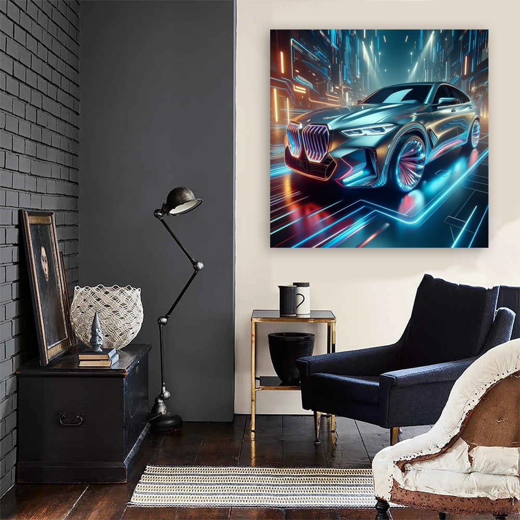 Bmw Neon Absctra Wall Art