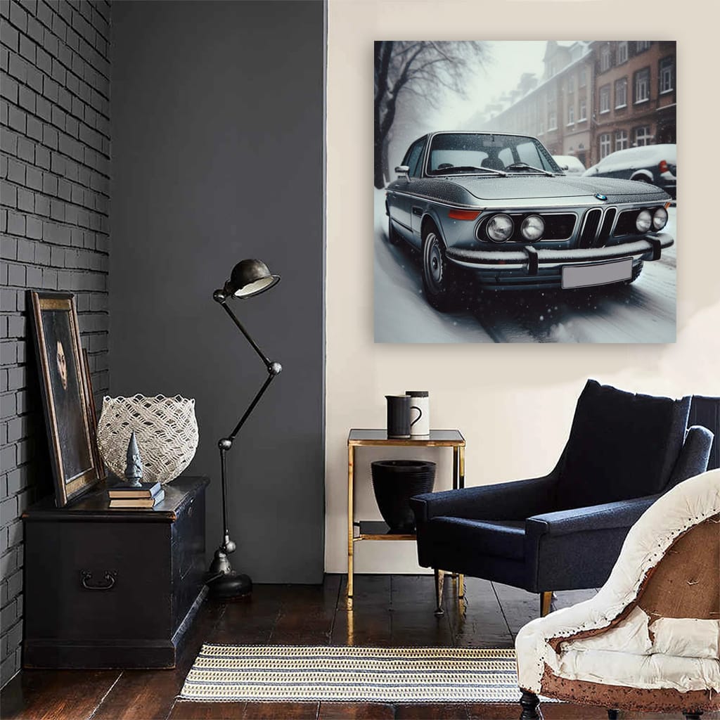 Vintage BMW in Snowfall - Classic Elegance and Style