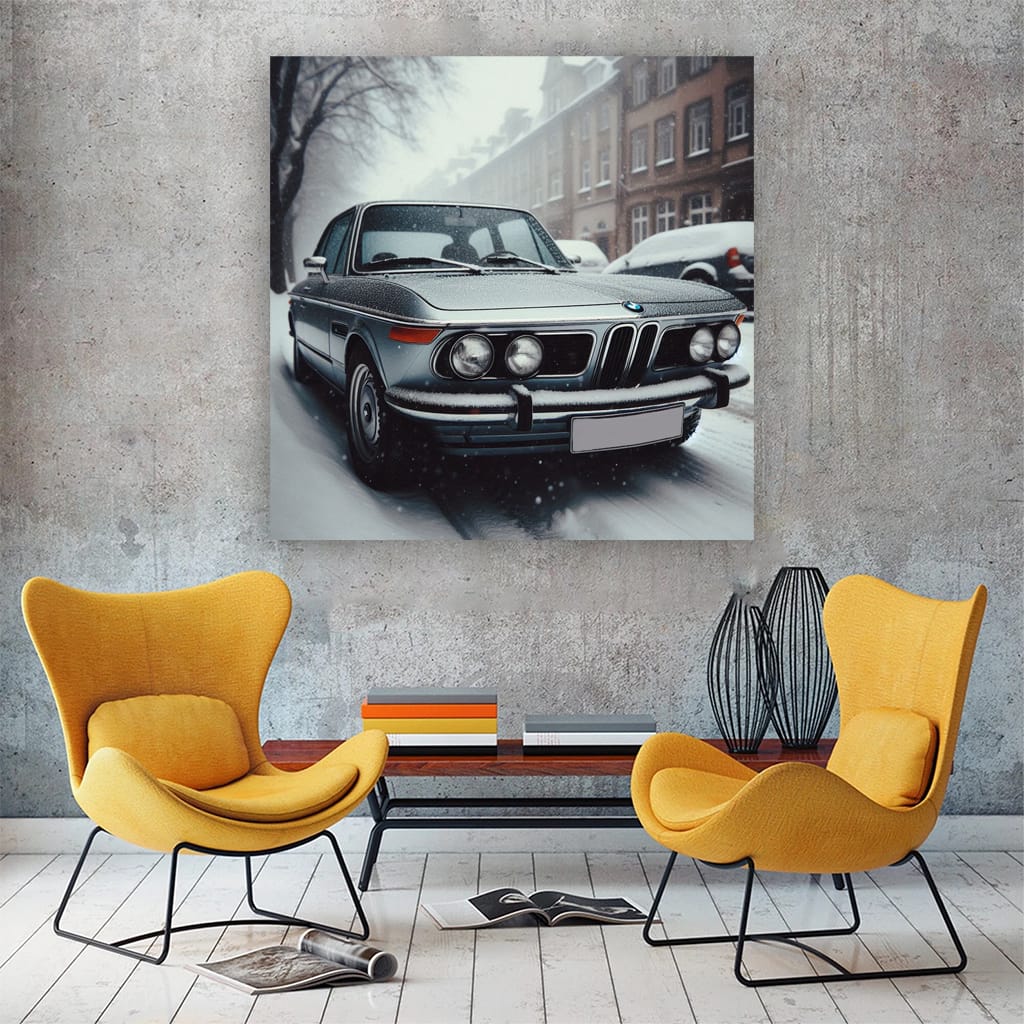 Vintage BMW in Snowfall - Classic Elegance and Style