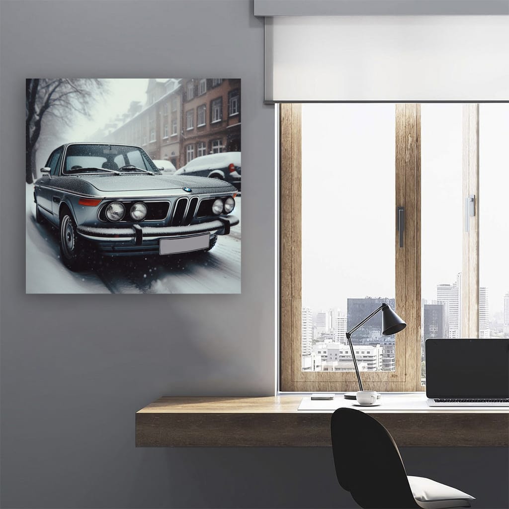Vintage BMW in Snowfall - Classic Elegance and Style