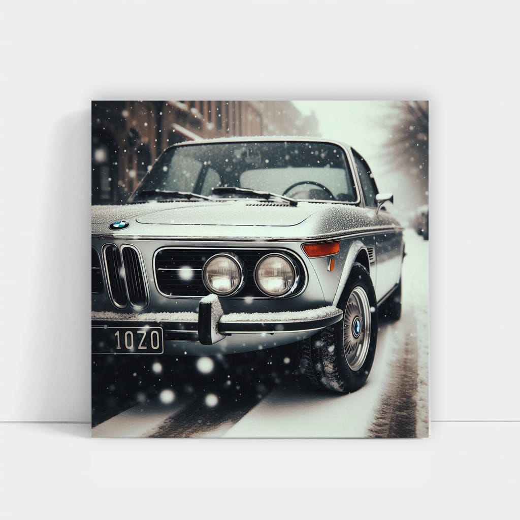 Vintage BMW in Snowfall - Classic Elegance in Motion