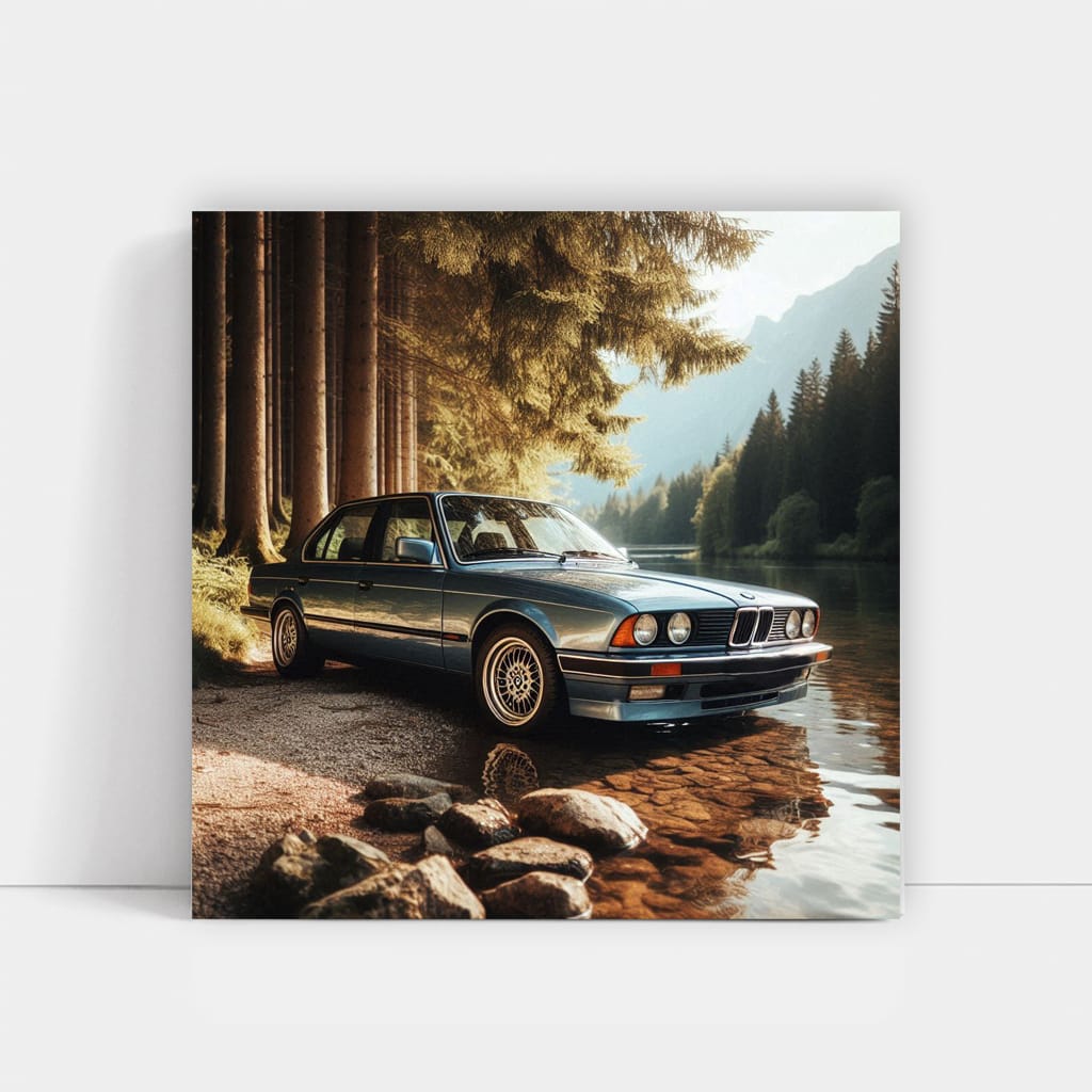 Vintage BMW by River - Classic Elegance and Power