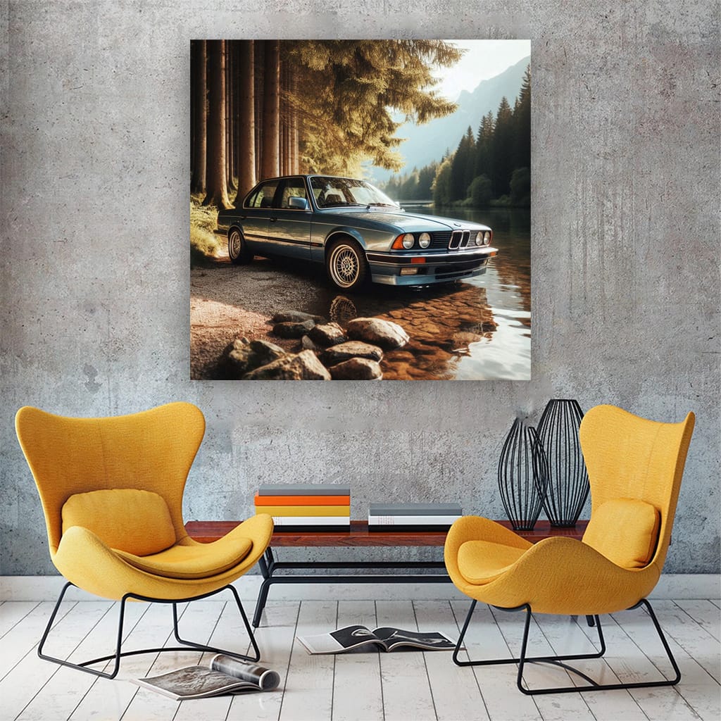 Vintage BMW by River - Classic Elegance and Power