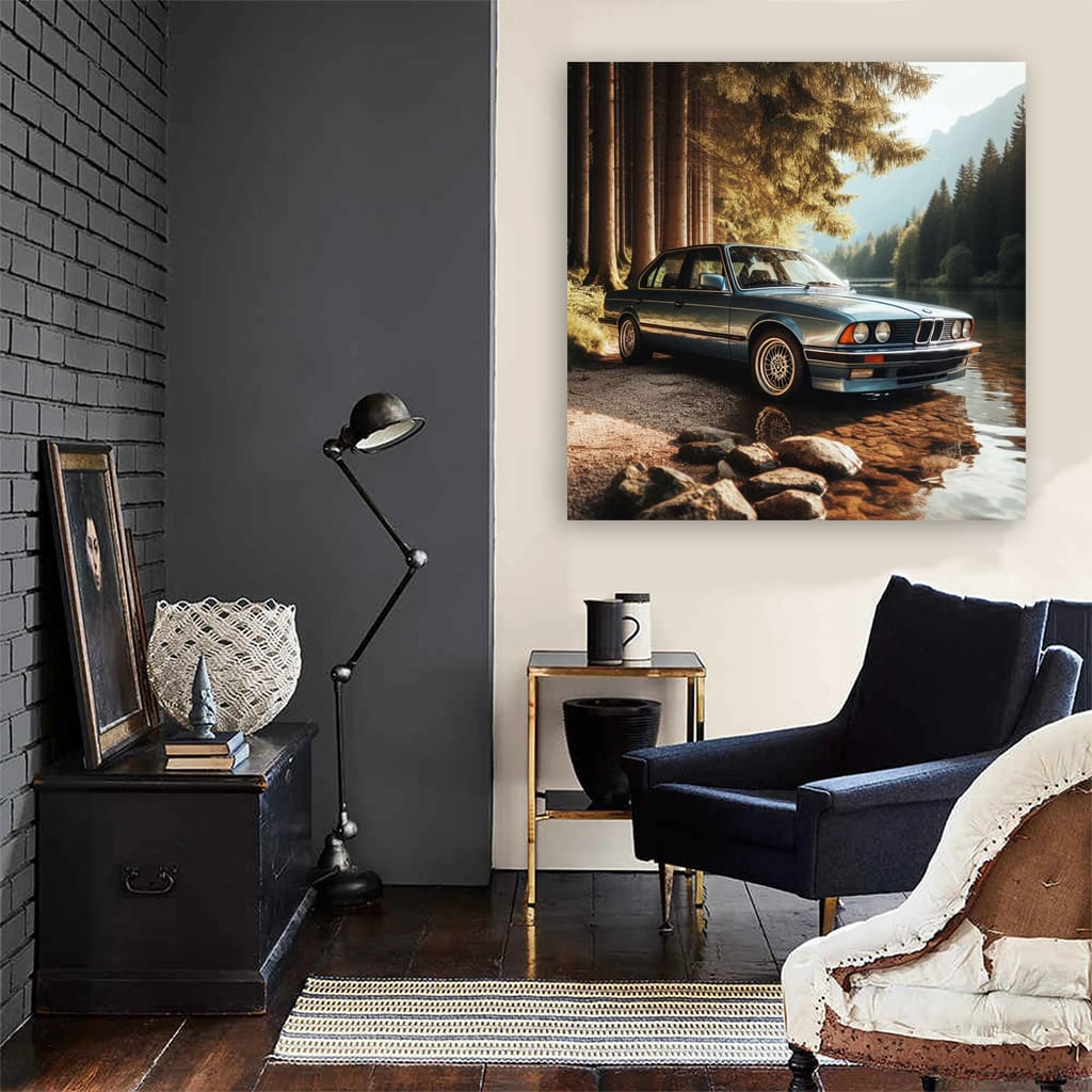 Vintage BMW by River - Classic Elegance and Power